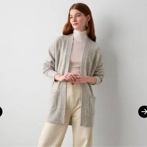 White + Warren Dark Gray Ribbed Cardigan